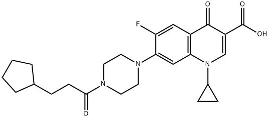 3-Quinolinecarboxylic acid, 7-[4-(3-cyclopentyl-1-oxopropyl)-1-piperazinyl]-1-cyclopropyl-6-fluoro-1,4-dihydro-4-oxo- Struktur