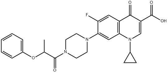 3-Quinolinecarboxylic acid, 1-cyclopropyl-6-fluoro-1,4-dihydro-4-oxo-7-[4-(1-oxo-2-phenoxypropyl)-1-piperazinyl]- Structure
