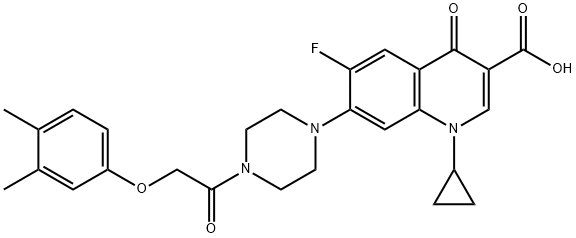 3-Quinolinecarboxylic acid, 1-cyclopropyl-7-[4-[2-(3,4-diMethylphenoxy)acetyl]-1-piperazinyl]-6-fluoro-1,4-dihydro-4-oxo- Structure