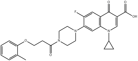 3-Quinolinecarboxylic acid, 1-cyclopropyl-6-fluoro-1,4-dihydro-7-[4-[3-(2-Methylphenoxy)-1-oxopropyl]-1-piperazinyl]-4-oxo- 结构式