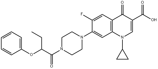 3-Quinolinecarboxylic acid, 1-cyclopropyl-6-fluoro-1,4-dihydro-4-oxo-7-[4-(1-oxo-2-phenoxybutyl)-1-piperazinyl]- Structure