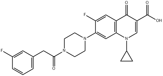 3-Quinolinecarboxylic acid, 1-cyclopropyl-6-fluoro-7-[4-[2-(3-fluorophenyl)acetyl]-1-piperazinyl]-1,4-dihydro-4-oxo- Structure