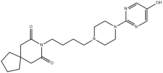 8-[4-[4-(5-ヒドロキシ-2-ピリミジニル)ピペラジノ]ブチル]-8-アザスピロ[4.5]デカン-7,9-ジオン 化学構造式