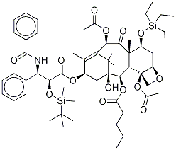 (αR,βS)-β-(BenzoylaMino)-α-tert-butyl(diMethyl)silyloxy-benzenepropanoic Acid (2aR,4S,4aS,6R,9S,11S,12S,12aR,12bS)-6,12b-Bis(acetyloxy)-2a,3,4,4a,5,6,9,10,11,12,12a,12b-dodecahydro-4-triethylsilyloxy-11-hydroxy-4a,8,13,13-tetraMethyl-5-oxo-12-[(1-oxopentyl)oxy]-7,11-Methano-1H-cyclodeca[3,4]benz[1,2-b]oxet-9-yl ester Structure