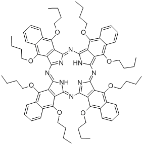 5,9,14,18,23,27,32,36-オクタブトキシ-2,3-ナフタロシアニン 化学構造式