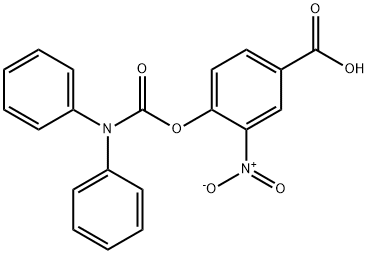 3-ニトロ-4-(ジフェニルカルバモイルオキシ)安息香酸 化学構造式