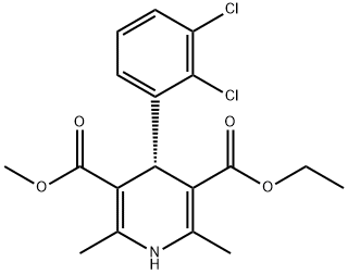 (S)-4-(2,3-ジクロロフェニル)-1,4-ジヒドロ-2,6-ジメチル-3,5-ピリジンジカルボン酸3-メチル5-エチル 化学構造式