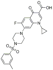 3-Quinolinecarboxylic acid, 1-cyclopropyl-6-fluoro-1,4-dihydro-7-[4-[(3-Methylphenyl)sulfonyl]-1-piperazinyl]-4-oxo- Structure