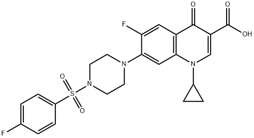 3-Quinolinecarboxylic acid, 1-cyclopropyl-6-fluoro-7-[4-[(4-fluorophenyl)sulfonyl]-1-piperazinyl]-1,4-dihydro-4-oxo- Struktur