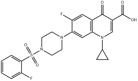 3-Quinolinecarboxylic acid, 1-cyclopropyl-6-fluoro-7-[4-[(2-fluorophenyl)sulfonyl]-1-piperazinyl]-1,4-dihydro-4-oxo- Structure