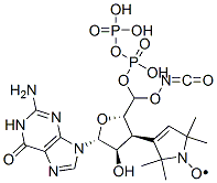 3'-(2,2,5,5-tetramethyl-3-pyrroline-1-oxyl-3-carbonyl)amino-3'-deoxyguanosine 5'-diphosphate Struktur