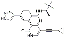 Benzo[c][1,6]naphthyridin-1(2H)-one, 4-(2-cyclopropylethynyl)-9-(1H-pyrazol-4-yl)-6-[[(1R)-1,2,2-triMethylpropyl]aMino]- Structure