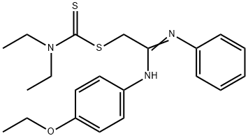 CARBAMODITHIOIC ACID, DIETHYL-, 2-((4-ETHOXYPHENYL)AMINO)-2-(PHENYLIMI NO)ETHYL E Structure