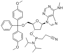 5'-O-(4,4'-DIMETHOXYTRITYL)-N6-METHYL-2'-DEOXYADENOSINE, 3'-[(2-CYANOETHYL)-(N,N-DIISOPROPYL)]PHOSPHORAMIDITE Struktur