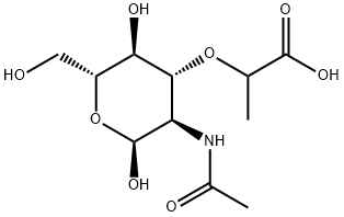 2-アセチルアミノ-3-O-[(R)-1-カルボキシエチル]-2-デオキシ-D-グルコース 化学構造式