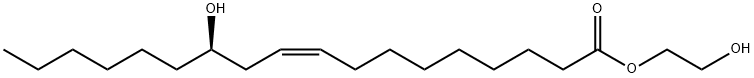 (12R,9Z)-12-ヒドロキシ-9-オクタデセン酸2-ヒドロキシエチル 化学構造式