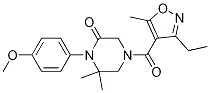 4-(3-ethyl-5-Methylisoxazole-4-carbonyl)-1-(4-Methoxyphenyl)-6,6-diMethylpiperazin-2-one Struktur
