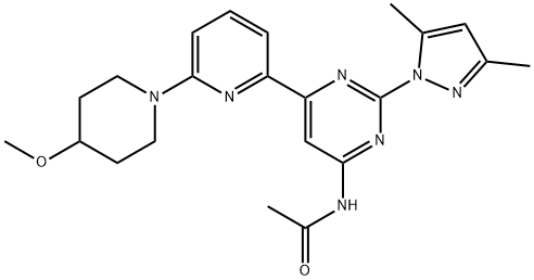 AcetaMide, N-[2-(3,5-diMethyl-1H-pyrazol-1-yl)-6-[6-(4-Methoxy-1-piperidinyl)-2-pyridinyl]-4-pyriMidinyl]- Struktur