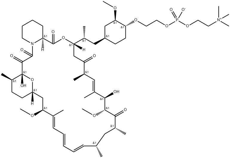42-O-[2-[[羟基[2-(三甲基铵基)乙氧基]亚膦酰]氧基]乙基]雷帕霉素内盐, 1062645-51-5, 结构式