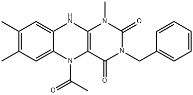 Alloxazine,  5-acetyl-3-benzyl-5,10-dihydro-1,7,8-trimethyl-  (7CI) Structure