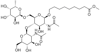 8-Methoxycarbonyloctyl2-acetamido-4-O-(2-acetamido-2-deoxy-b-D-glucopyranosyl)-2-deoxy-6-O-(a-L-fucopyranosyl)-b-D-glucopyranoside Structure