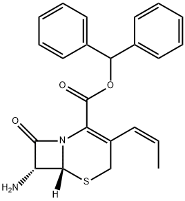 7-Amino-8-oxo-3-(cis-prop-1-enyl)-5-thia-1-azabicyclo[4.2.0]oct-2-ene-2-carboxylic acid diphenylmethyl ester hydrochloride Structure