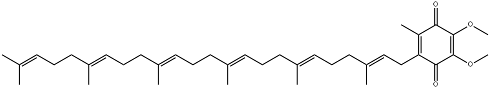 2-[(2E,6E,10E,14E,18E)-3,7,11,15,19,23-ヘキサメチル-2,6,10,14,18,22-テトラコサヘキサエニル]-5,6-ジメトキシ-3-メチル-2,5-シクロヘキサジエン-1,4-ジオン 化学構造式