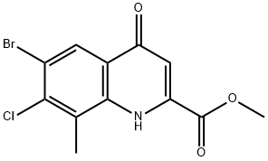 6-ブロモ-7-クロロ-4-ヒドロキシ-8-メチルキノリン-2-カルボン酸メチル 化学構造式