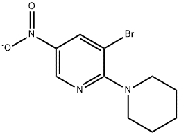 3-ブロモ-5-ニトロ-2-(ピペリジン-1-イル)ピリジン 化学構造式