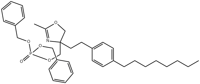 磷酸[4,5-二氢-2-甲基-4-[2-(4-辛基苯基)乙基]-4-恶唑基]甲基酯 二(苄基)酯, 1065472-74-3, 结构式