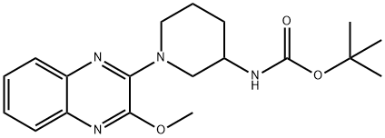 N-[1-(3-甲氧基-2-喹喔啉基)-3-哌啶基]氨基甲酸叔丁酯, 1065484-43-6, 结构式