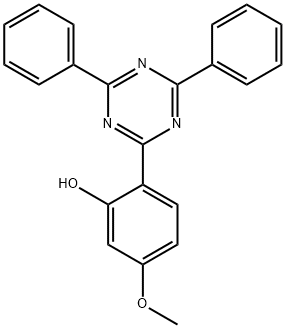 2-(4,6-ジフェニル-1,3,5-トリアジン-2-yl)-5-メトキシフェノル 化学構造式