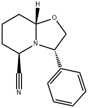 (3S,5R,8AS)-(+)-六氢-3-苯基-5H-噁唑并[3,2-A]吡啶-5-甲腈 结构式