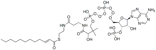 S-[2-[3-[[4-[[[(2R,3S,4R,5R)-5-(6-aminopurin-9-yl)-4-hydroxy-3-phosphonooxyoxolan-2-yl]methoxy-hydroxyphosphoryl]oxy-hydroxyphosphoryl]oxy-2-hydroxy-3,3-dimethylbutanoyl]amino]propanoylamino]ethyl] (E)-dodec-2-enethioate Structure