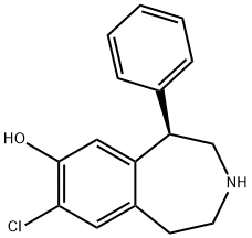 (5R)-2,3,4,5-テトラヒドロ-8-クロロ-5α-フェニル-1H-3-ベンゾアゼピン-7-オール 化学構造式