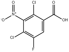 2,4-ジクロロ-5-フルオロ-3-ニトロ安息香酸 化学構造式