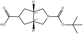 (3AR,5R,6AS)-2-(TERT-ブチルトキシカルボニル)オクタヒドロシクロペンタ[C]ピロール-5-カルボン酸 化学構造式