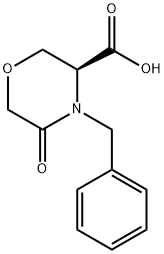 (3S)-4-Benzyl-5-oxomorpholine-3-carboxylic acid 化学構造式