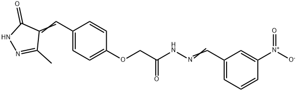 2-[4-[(Z)-(3-methyl-5-oxo-1H-pyrazol-4-ylidene)methyl]phenoxy]-N-[(3-n itrophenyl)methylideneamino]acetamide|