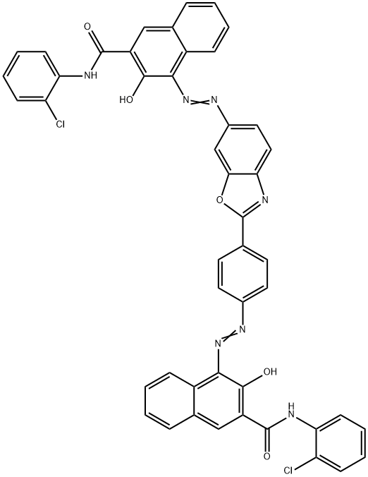 N-(2-CHLOROPHENYL)-4-[[4-[6-[[3-[[(2-CHLOROPHENYL)AMINO]CARBONYL]-2-HYDROXY-1-NAPHTHALENYL]AZO]-2-BENZOXAZOLYL] PHENYL]AZO]-3-HYDROXY-2-NAPHTHALENECARBOXAMIDE Structure