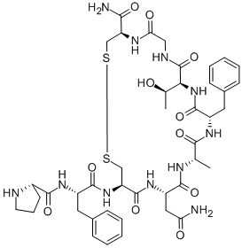 L-Pro-L-Phe-L-Cys(1)-L-Asn-L-Ala-L-Phe-L-Thr-Gly-L-Cys(1)-NH2 化学構造式