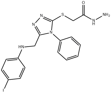 2-((5-(((4-碘苯基)氨基)甲基)-4-苯基-4H-1,2,4-三唑-3-基)硫代)乙酰肼, 1071351-15-9, 结构式