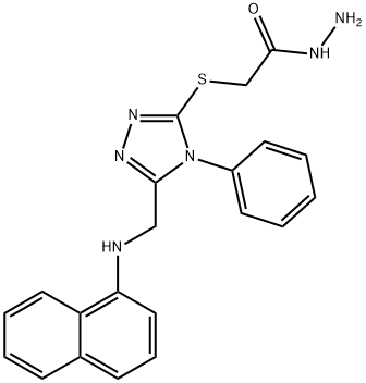 2-(((5-((萘-1-基氨基)甲基)-4-苯基-4H-1,2,4-三唑-3-基)硫代)乙酰肼, 1071400-62-8, 结构式