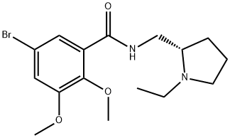 3-ブロモ-5,6-ジメトキシ-N-[[(2S)-1-エチルピロリジン-2-イル]メチル]ベンズアミド 化学構造式