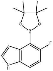 5-フルオロ-4-(4,4,5,5-テトラメチル-1,3,2-ジオキサボロラン-2-イル)-1H-インドール 化学構造式