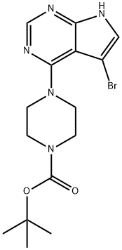 4-(4-Boc-1-piperazinyl)-5-broMo-7H-pyrrolo[2,3-d]pyriMidine Struktur