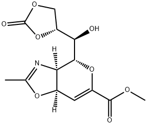 (3AR,4R,7AR)-4-[(1S)-羟基((4R)-2-氧代-1,3-二氧戊环-4-基)甲基]-2-甲基-3A,7A-二氢-4H-吡喃并[3,4-D][1,3]恶唑-6-羧酸甲酯 结构式
