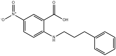 2-[(3-フェニルプロピル)アミノ]-5-ニトロ安息香酸 化学構造式