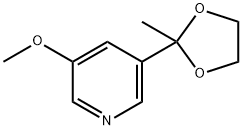 3-メトキシ-5-(2-メチル-1,3-ジオキソラン-2-イル)ピリジン 化学構造式