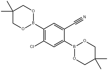 4-クロロ-2,5-ビス(5,5-ジメチル-1,3,2-ジオキサボリンアン-2-イル)ベンゾニトリル 化学構造式